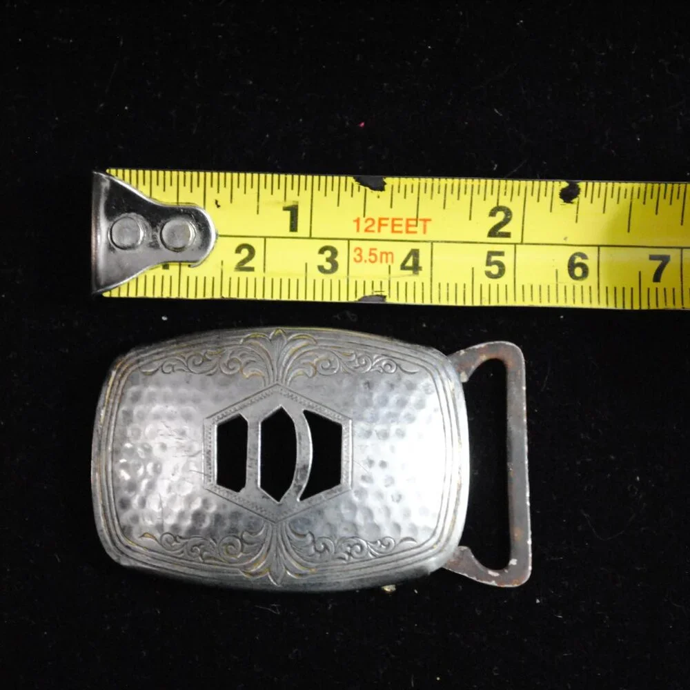 Antique 1920s Silverplated Engraved Art Deco Belt Buckle